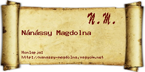 Nánássy Magdolna névjegykártya